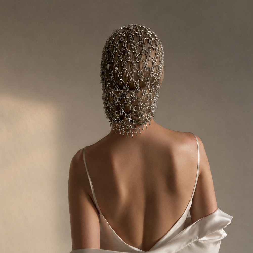 Cross-Border Hot-Selling Mesh Hair Chain with an Instagram-Worthy High-End Feel, Light Luxury, European and American Elegance, Bridal Wedding Princess Style Rhinestone Headpiece