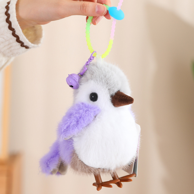 Muy bebé simulación pájaro tetas muñeca suave loro lindo llavero colgante campana regalo bolso accesorios
