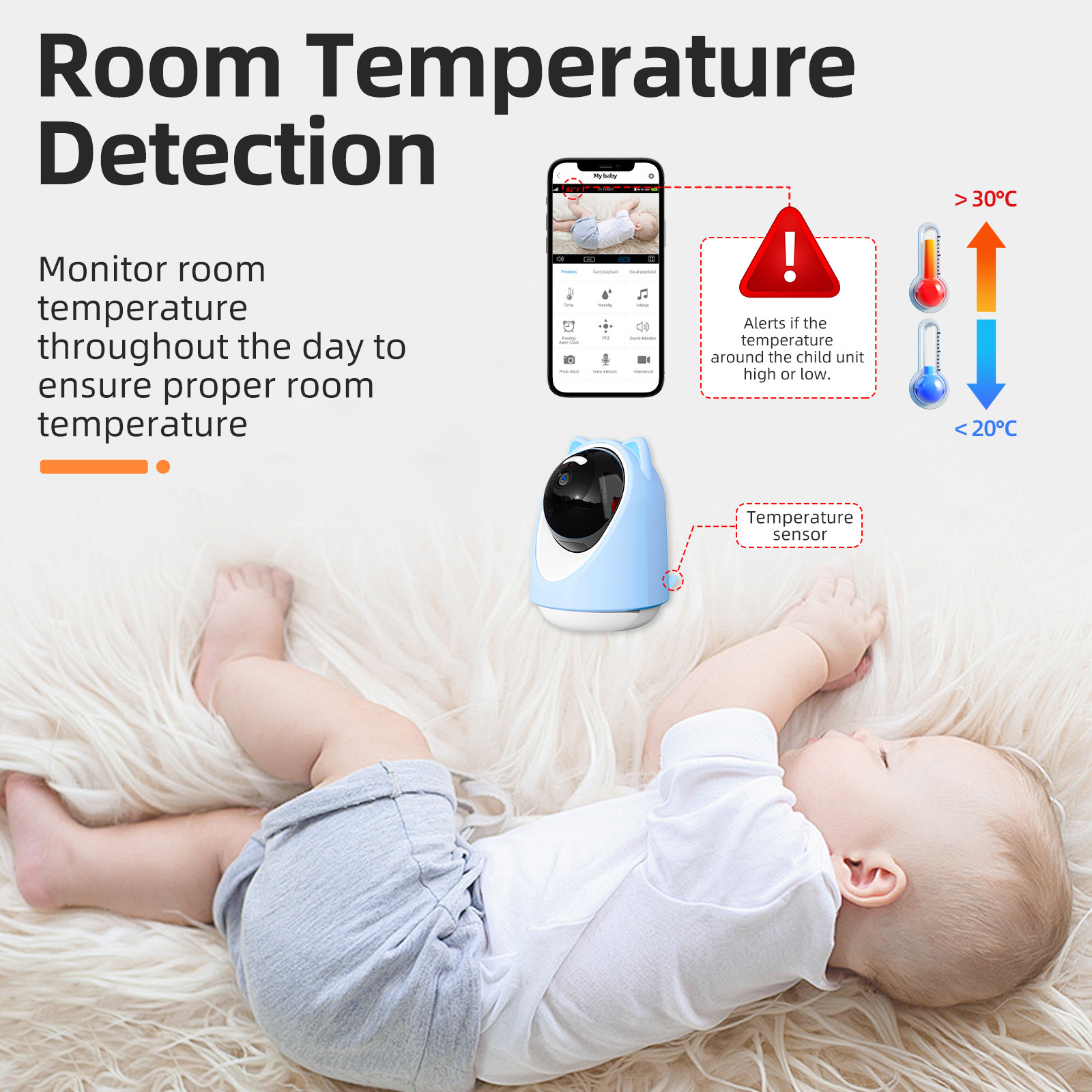 Monitor de Bebé 5G de Fábrica, Monitor de Bebé Remoto con Aplicación, Cámara Inteligente para Bebé Popular en el Extranjero