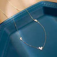 14K золото ожерелье милый в форме сердца равнина золото одна цепь ожерелье золотые украшения 11587