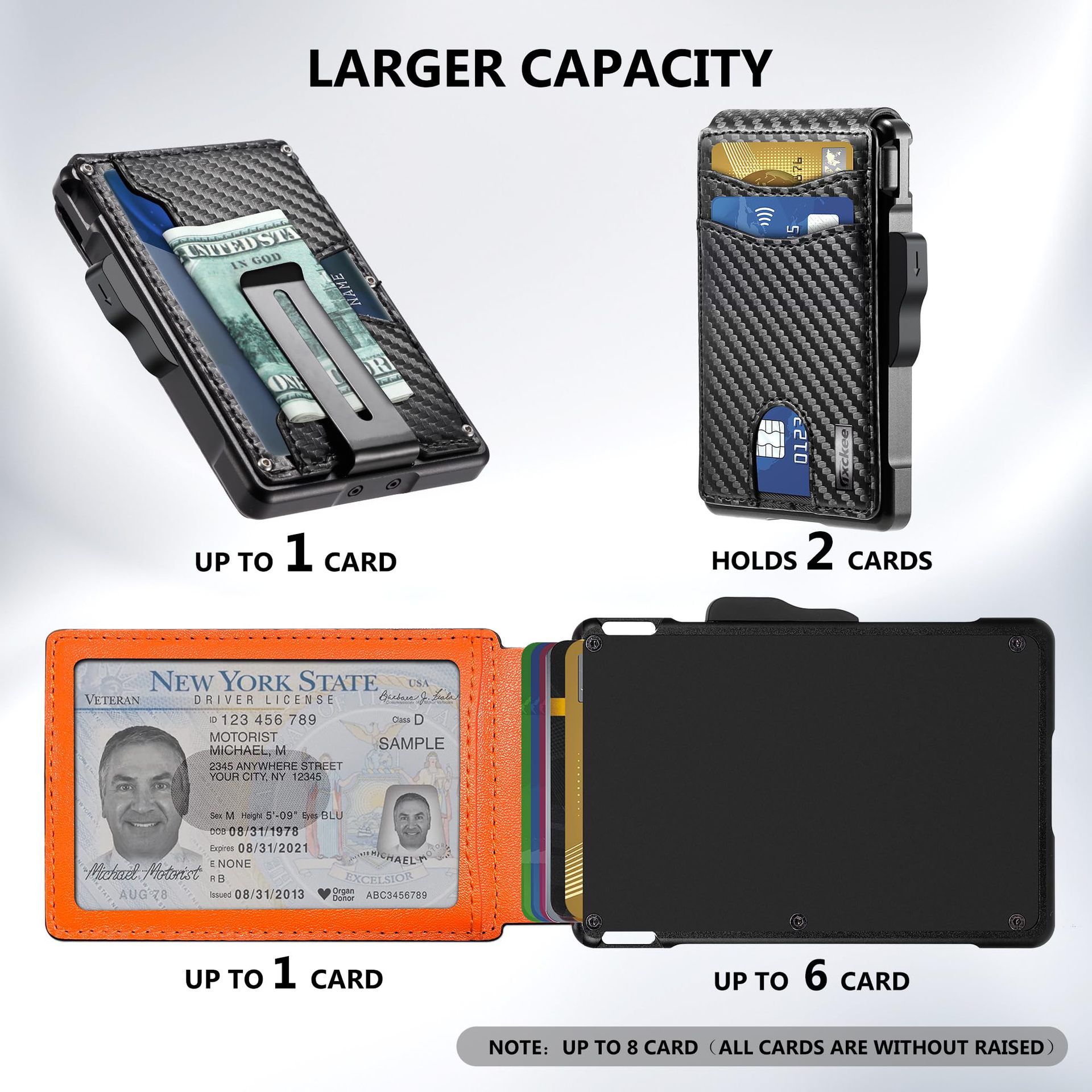 Comercio exterior cartucho de metal plegable fibra de carbono cartera de hombre cartera de cuero genuino de alto nivel