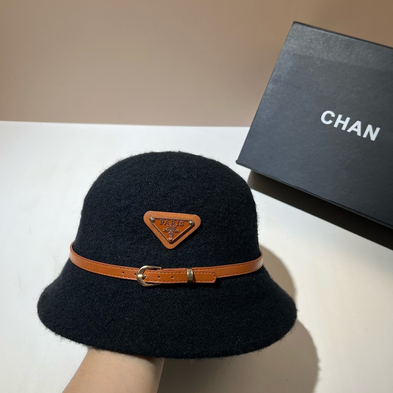 法式皮带倒三角盆帽秋冬新款羊毛礼帽时尚高档保暖冬季渔夫帽子女|undefined