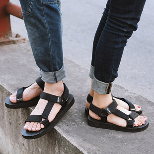 Summer New Style One-word Strap Sandals Trendy Men's Fashionable Korean Style All-match Casual Student Sandals Women's Vietnam Beach Shoes