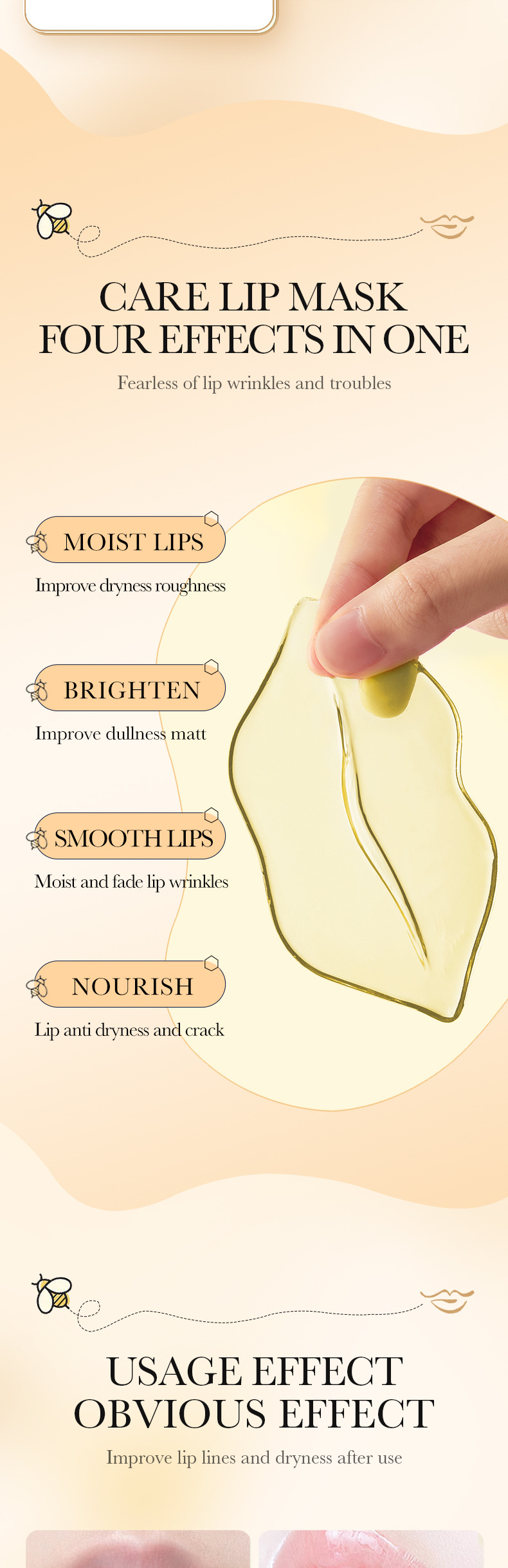SADOER Honey Anti Dry Crack Nourishing Mask på full engelska, Caring for the Lip Rim Carg_voghion.com