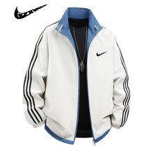 春秋夹克外套男2025新款三条杠休闲立领外套潮流帅气宽松百搭