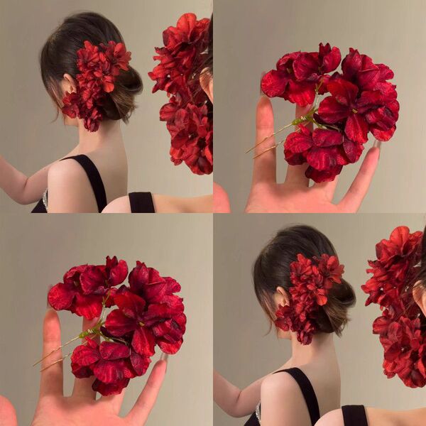 Red Chinese hairpin
