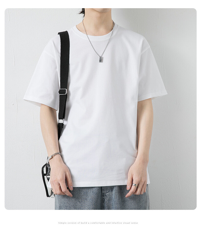 Tallas grandes algodón manga corta camiseta hombre verano 2022 nuevo harbourwind media manga cuerpo hombre color sólido hielo seda cuerpo hombre T pic 8
