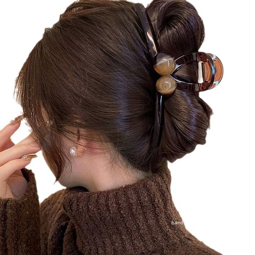 Acrylic Large Grab Clip for Women 2024 New Model High-End Shark Clip Hair Pin for Occipital Beauty Maillard Hair Grab Autumn/Winter