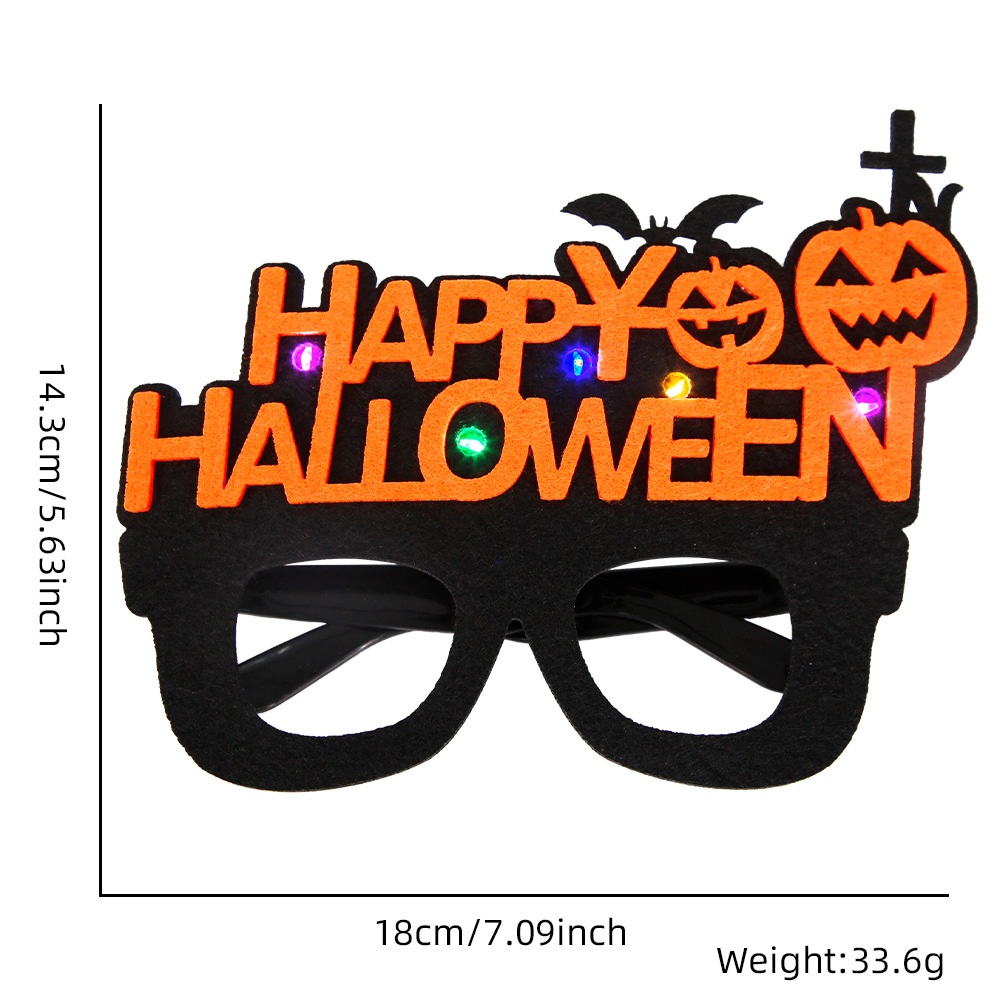Gafas de calabaza LED con luces para Halloween 2025, gafas brillantes para niños y adultos, decoración para fiestas de disfraces de fantasmas.
