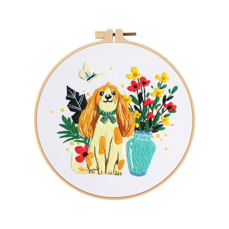 Perro bordado manual DIY material paquete de bordado tridimensional europeo Amazon venta caliente original nuevo producto