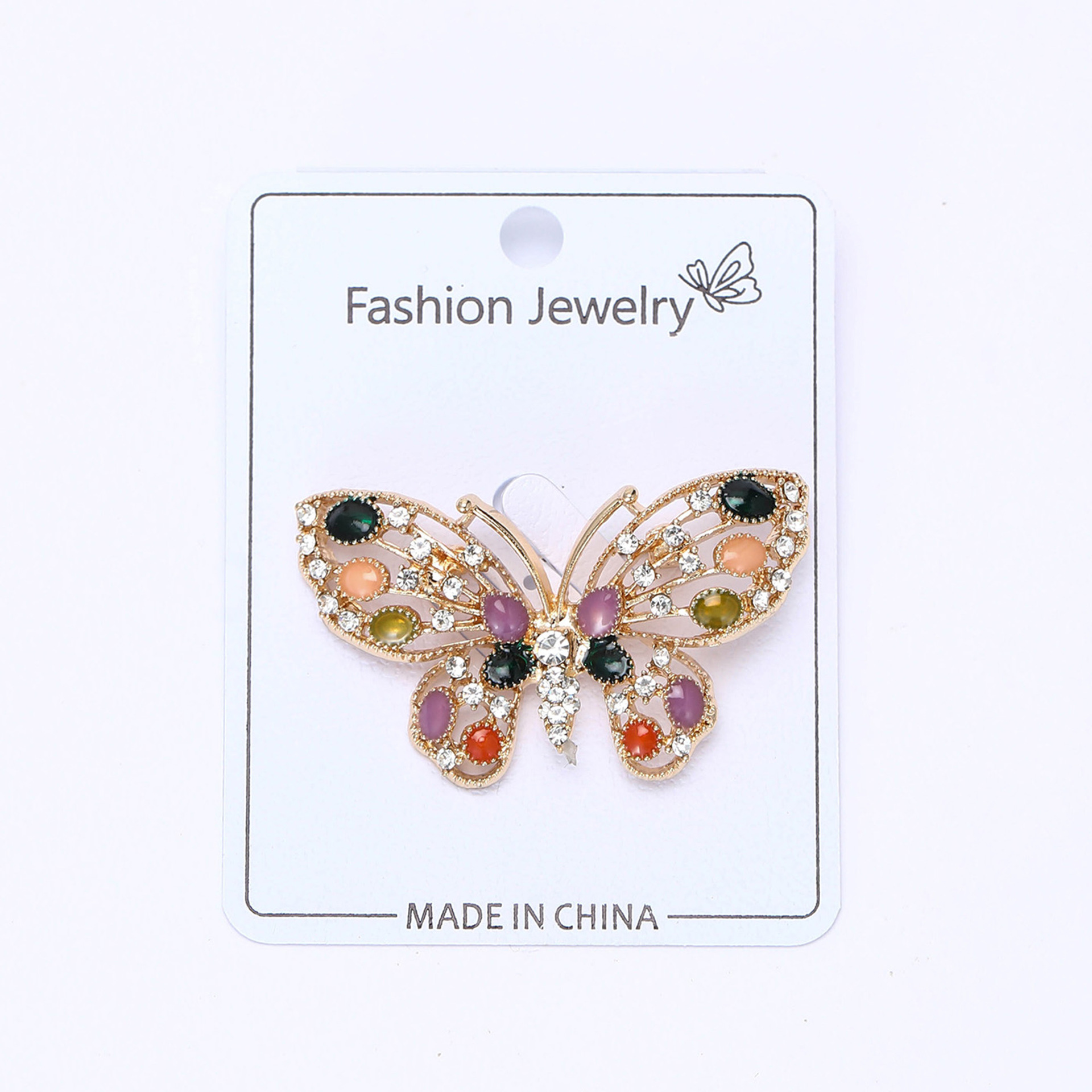 European and American Fashion Creative Hollow Butterfly Enamel Brooch Exquisite and Elegant Alloy Rhinestone Brooch Manufacturer Direct Sales Wholesale
