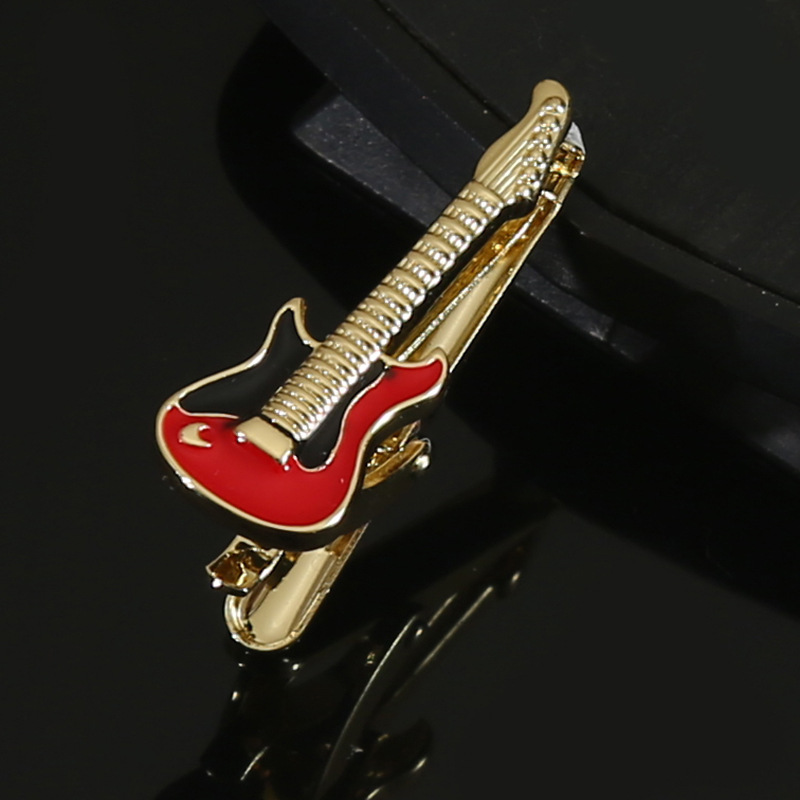Tie Clip - Silver Blue Guitar