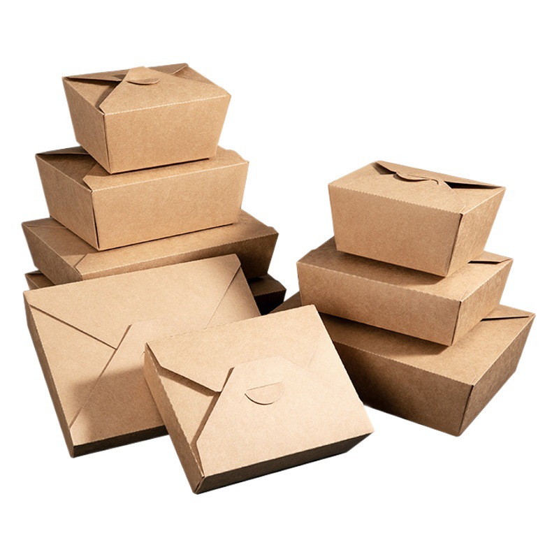 La lonchera de papel kraft desechable se puede vender al por mayor, la caja de empaque de comida para llevar LOGO personalizada, la pizza de pollo frito, la comida rápida