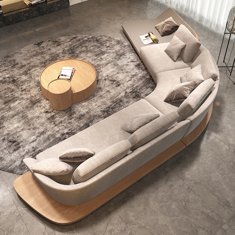 Minimalista italiano Reflex sofá de tela de esquina curva sala de estar villa gran piso Ferrari Reba idéntico