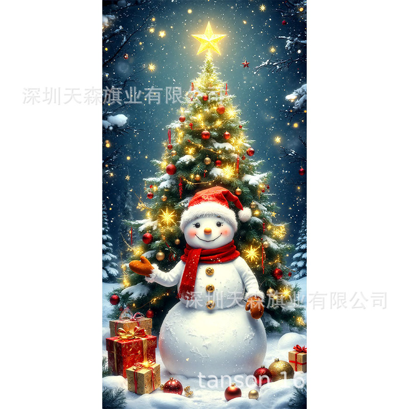 跨境新款热卖圣诞节门帘圣诞老人门盖节日装饰旗帜户外拍照背景布|undefined