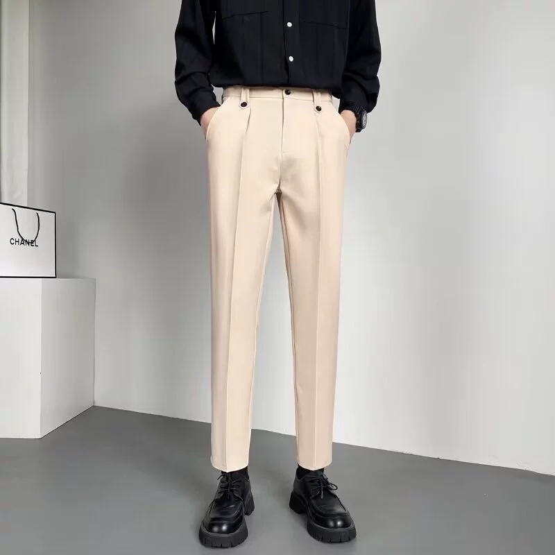 潮尚顿 Men's autumn demi-season trousers, classic suit jacket, loose straight fit, high-quality style
