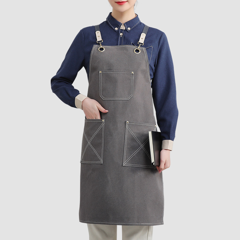 Comercio exterior transfronterizo delantal de lona gruesa moderna minimalista cafetería Barber ropa de trabajo delantal de cocina para el hogar al por mayor