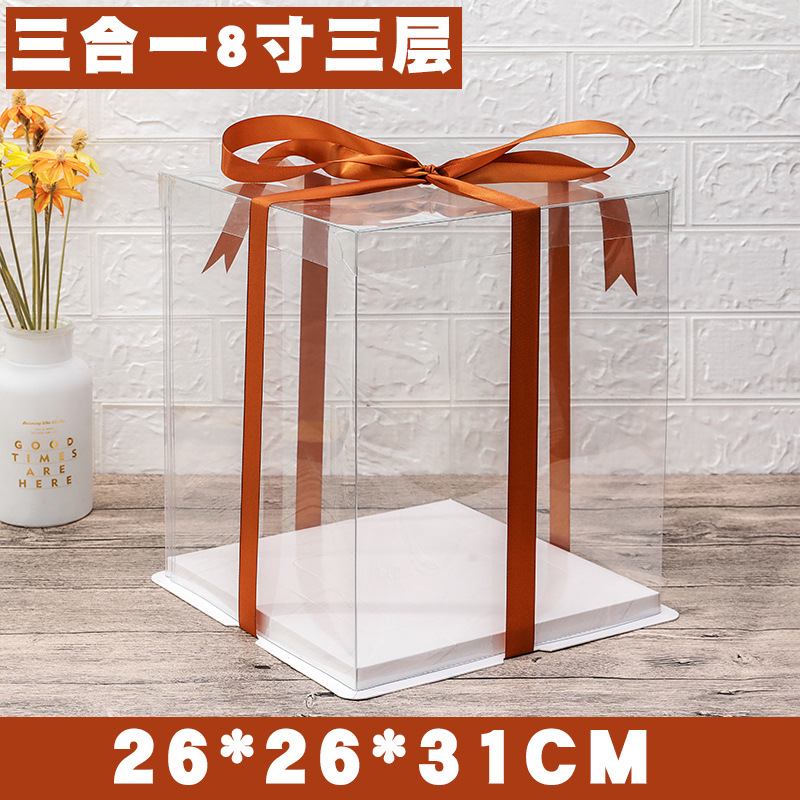 Caja transparente para pastel de cumpleaños, caja de embalaje de 4, 6, 8, 10 y 12 pulgadas, caja de embalaje para regalos y snacks, versión elevada