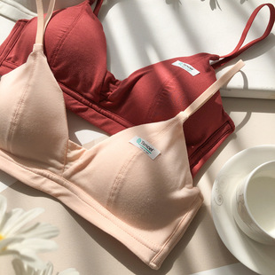 Source manufacturers French triangle cup without steel ring comfortable bra thin girls naked students modal cotton underwear