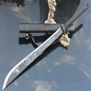 Боевой клинок однолезный позолоченная сталь Тяньхэн Дао вышитый весенний нож одна часть Tang Hengdao наружное транспортное средство монтированная самозащита холодное оружие законное без клинка