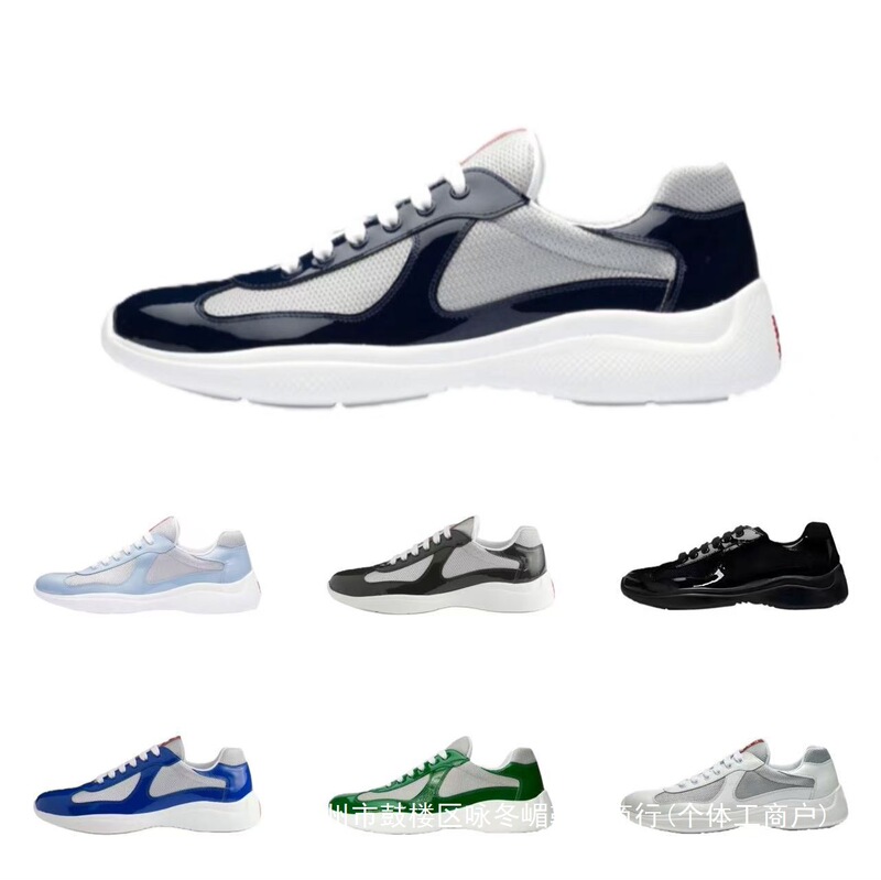 European Prada Patchwork Couple's Casual Sneakers, Breathable Lace-Up America's Cup Sports Shoes for Men European Prada Patchwork Couple's Casual Sneakers, Breathable Lace-Up America's Cup Sports Shoes for Men