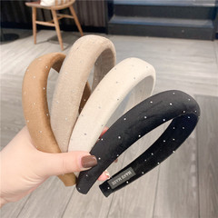 Korean style sponge thickened rhinestone hair hoop for women ins fashionable skull high head hoop internet infrared versatile hairpin hair accessory