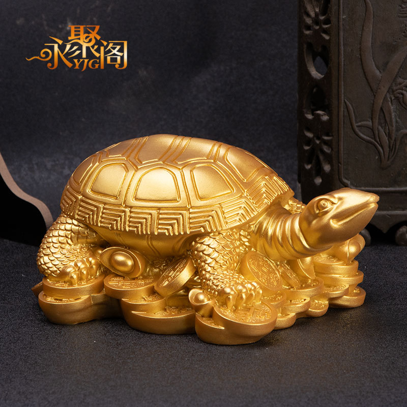 Ornementation de tortue d'argent Mère et fils de tortue tortue dragon Tortue à tête de dragon Décoration de la maison armoire TV cadeau décoratif d'un an