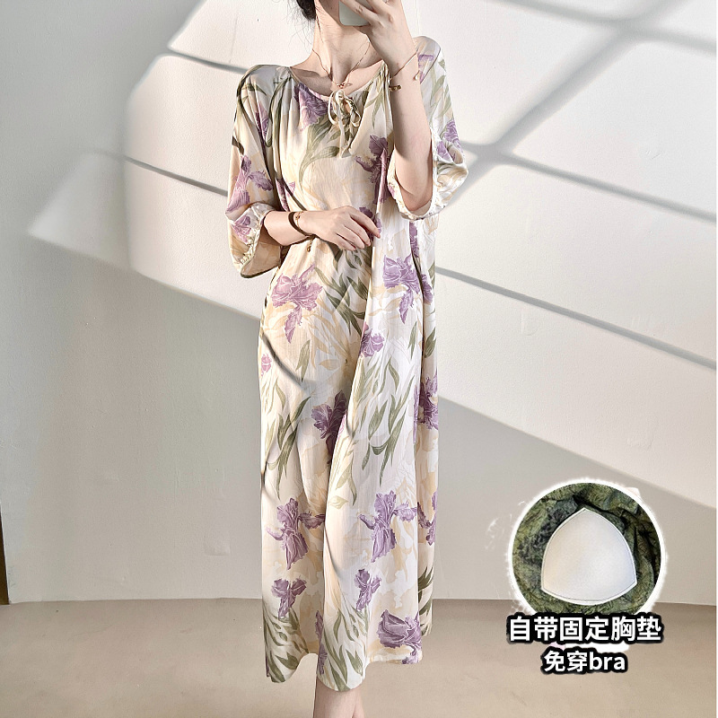 보라색 연꽃(가슴 패드 포함)