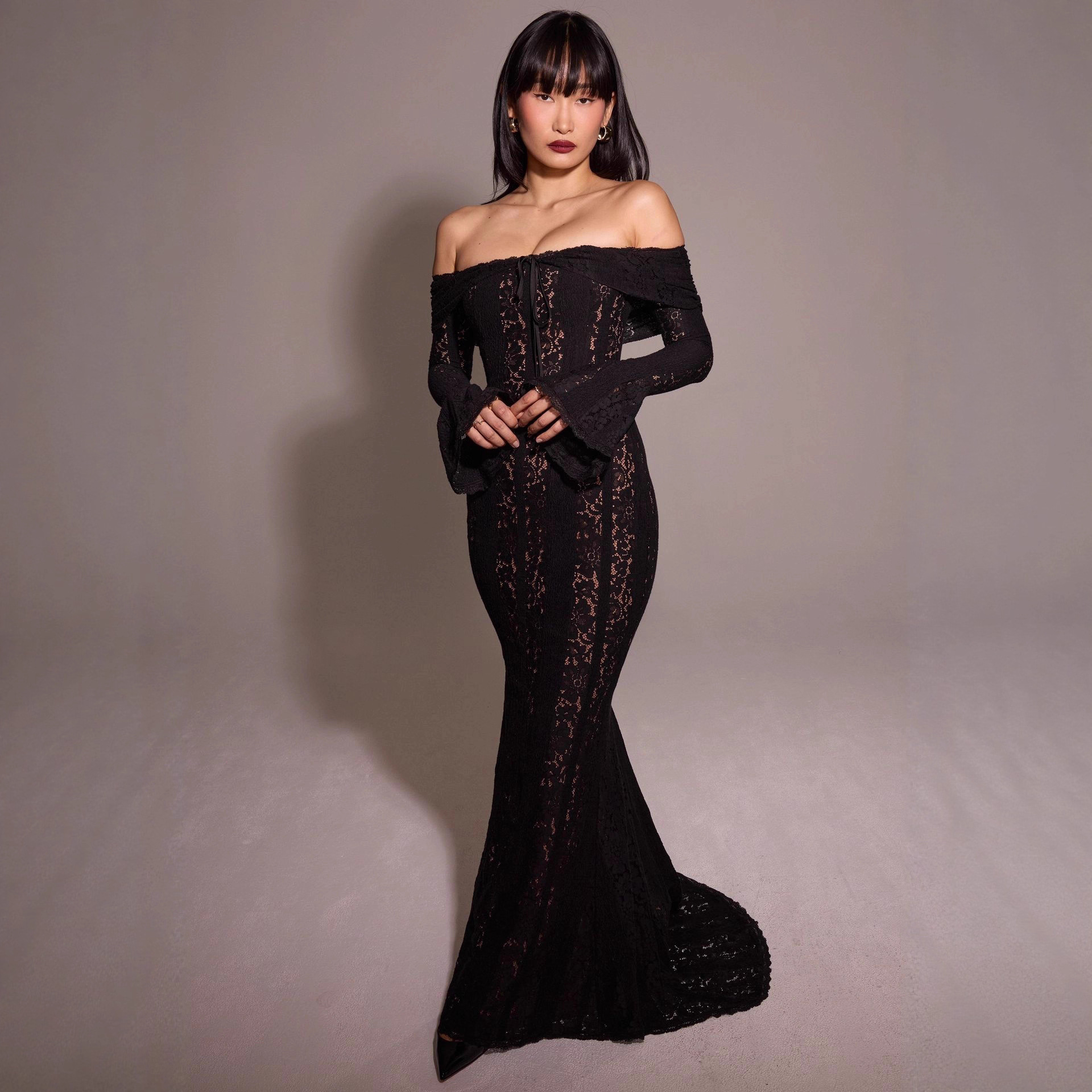 Sdm97 European and American Style Elegant Off-Shoulder Mermaid Long Floor-Length Gown Dress Cross-Border Supply Dress White Dress