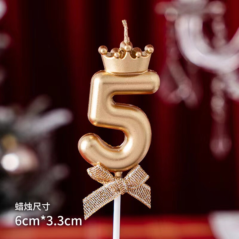 网红彩色皇冠蝴蝶结数字蜡烛生日蛋糕装饰插件周岁派对烘焙装扮|undefined