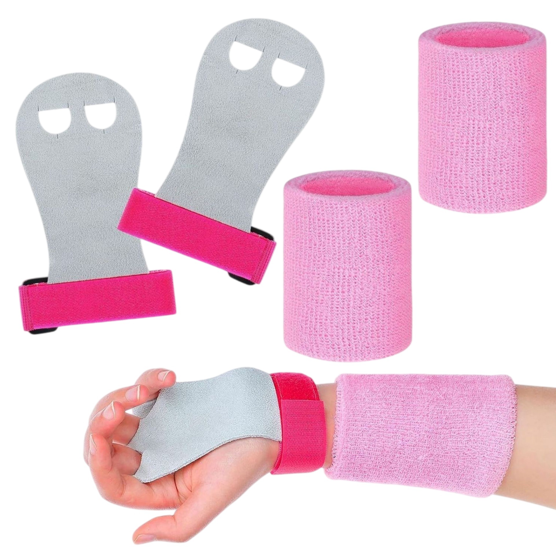 Safly Fun Children's Horizontal Bar Weightlifting Barbell Leather Non-Slip Pull-Up Grip Wrist Support