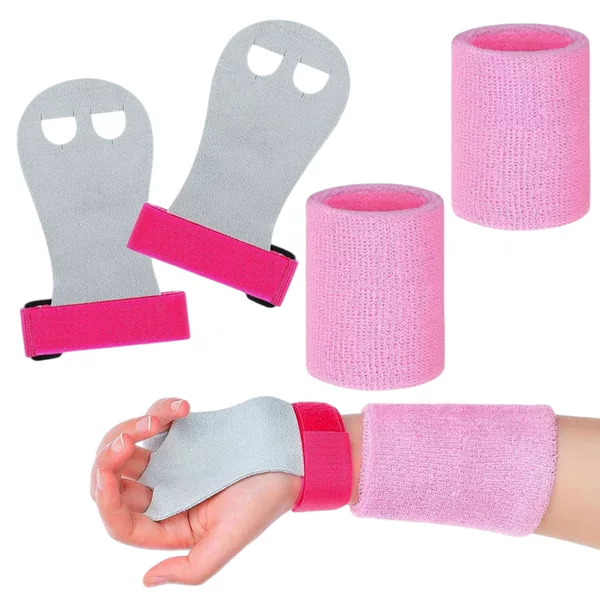 Safly Fun Children's Horizontal Bar Weightlifting Barbell Leather Non-Slip Pull-Up Grip Wrist Support