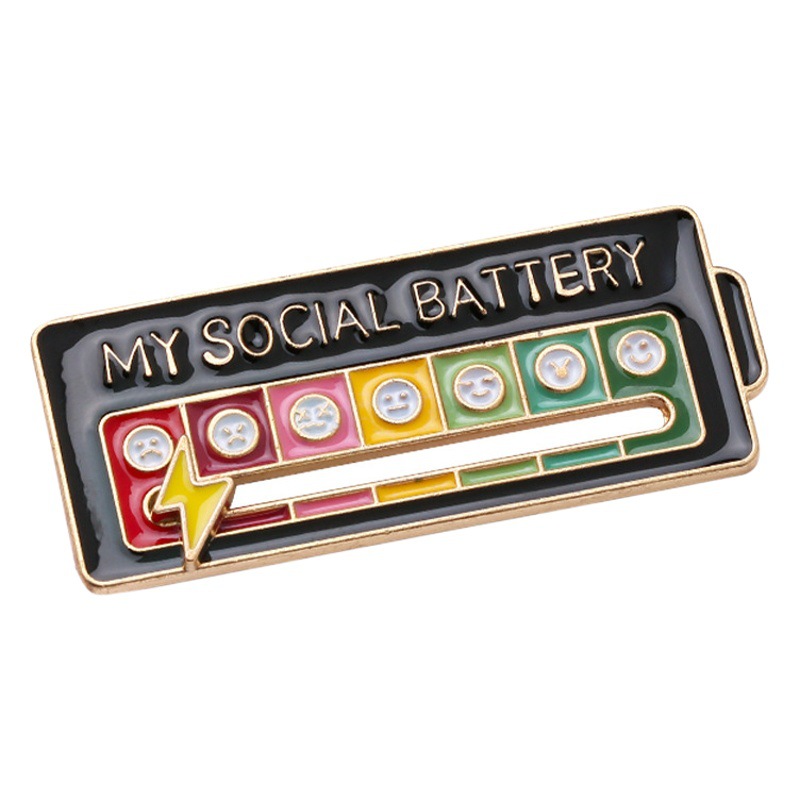 Broche de energía de conversión de estado de ánimo El administrador de emociones puede deslizar la personalidad joyería creativa Emoji batería insignia social