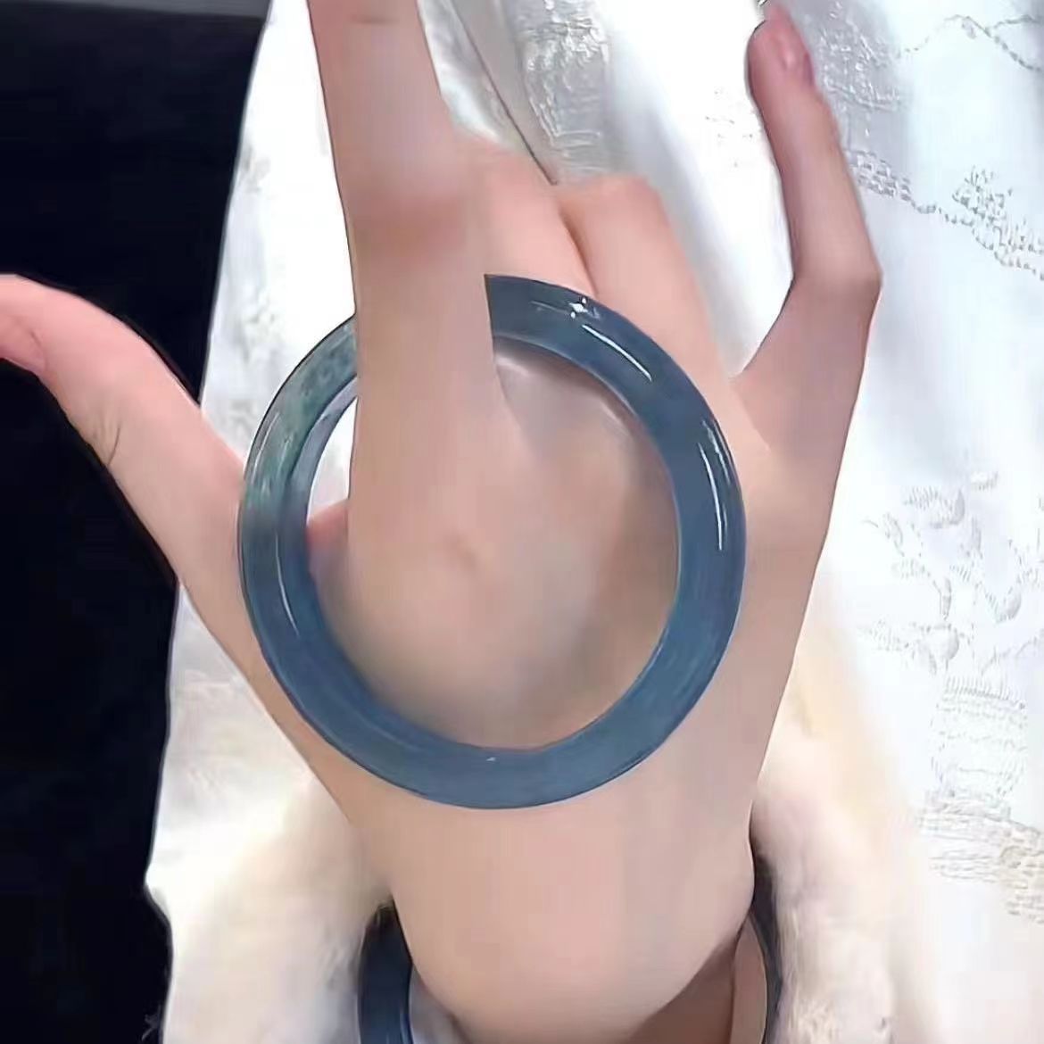 Nuevo diablo de vidrio chino pulsera azul, pulsera verde, pulsera de jade azul marino, pulsera de jade azul marino