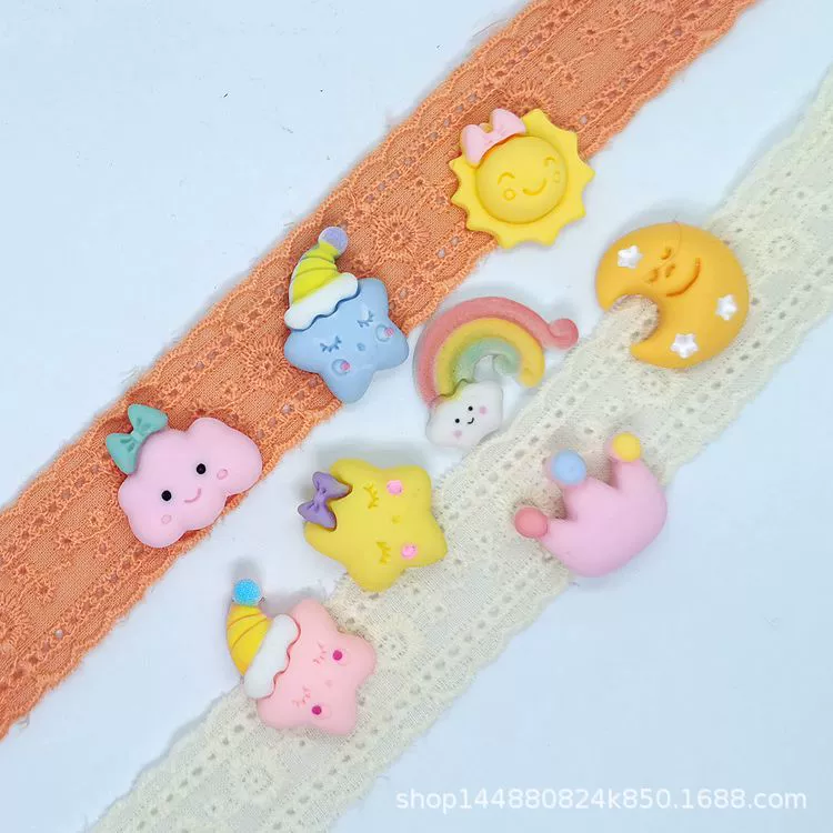 Луна Радуга Звезда Серии Смола DIY Телефон Чехол Патч Аксессуары Звезда Крем Гель Зажим Для Волос Материал