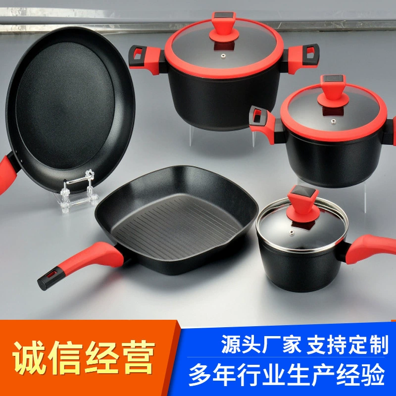 Посудная кастрюля из алюминиевого литья Mai riceite, подходит для жарки рыбы, отвар, гранитная несъёмная кастрюля, плоское дно, сковорода, рагу, суп