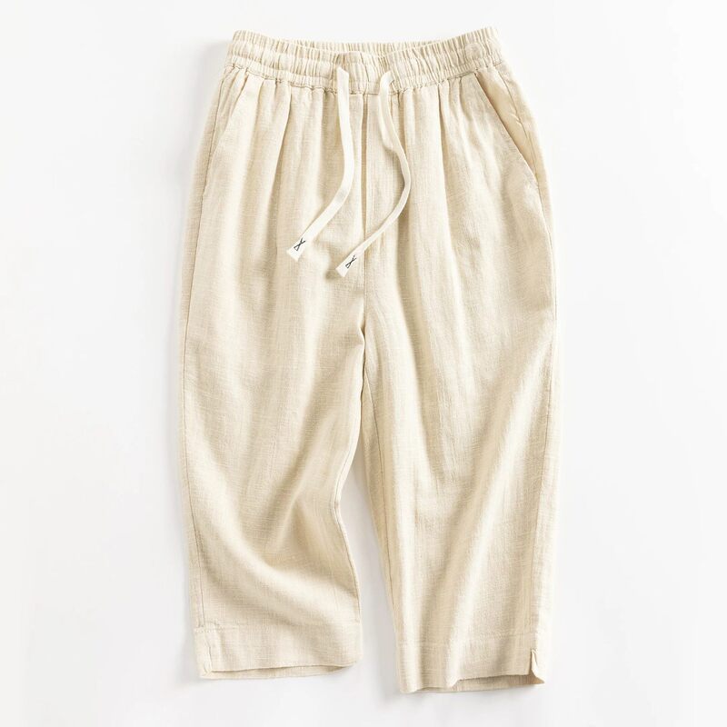 Old Money Style Solid Color Linen Straight-Cut Cropped Pants, Summer Cotton-Linen Fabric, Breathable, Comfortable, Casual Mid-Length Shorts Over the Knee Old Money Style Solid Color Linen Straight-Cut Cropped Pants, Summer Cotton-Linen Fabric, Breathable, Comfortable, Casual Mid-Length Shorts Over the Knee