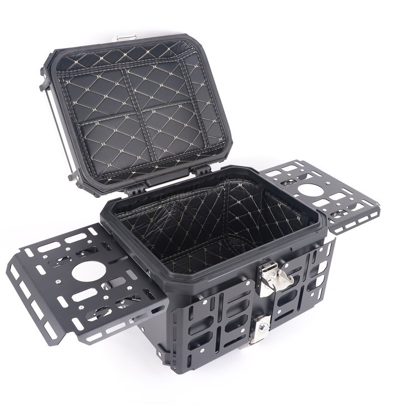 Motorcycle Modified Aluminum Alloy Quick-Release Tail Box 45L Dual Lock Waterproof Anti-Collision Universal Rear Tail Box Scooter Tail Box