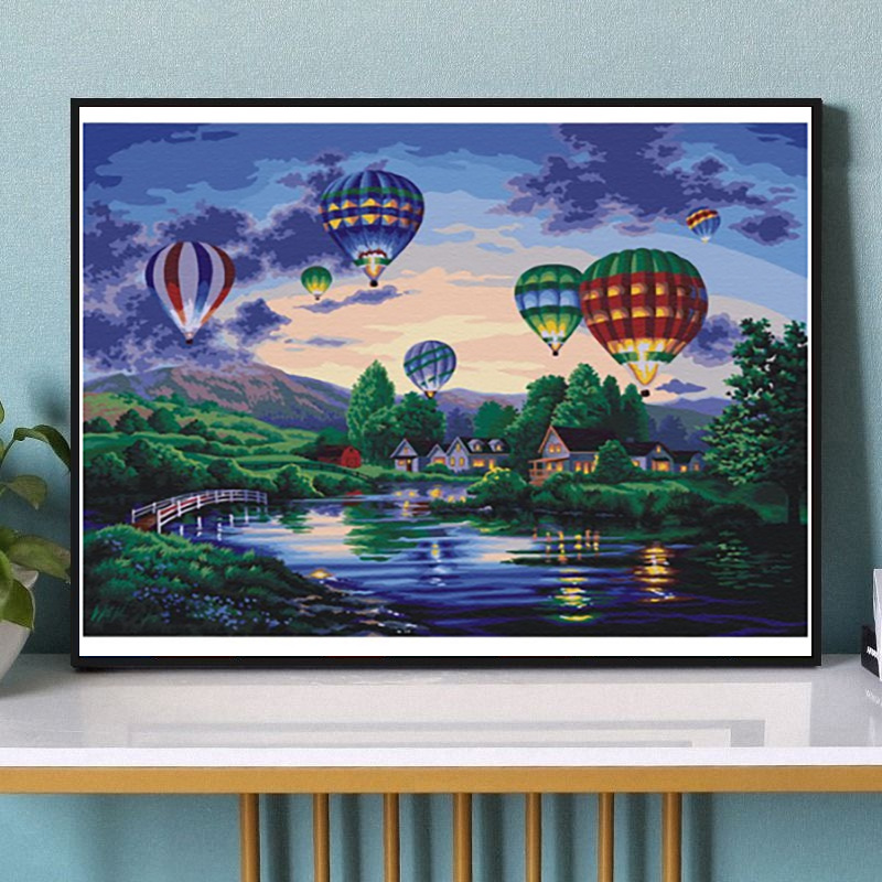 DIY pintura al óleo digital Comercio exterior Amazon ciudad neón Puerto paisaje transfronterizo entrega de una sola pieza al por mayor estación independiente