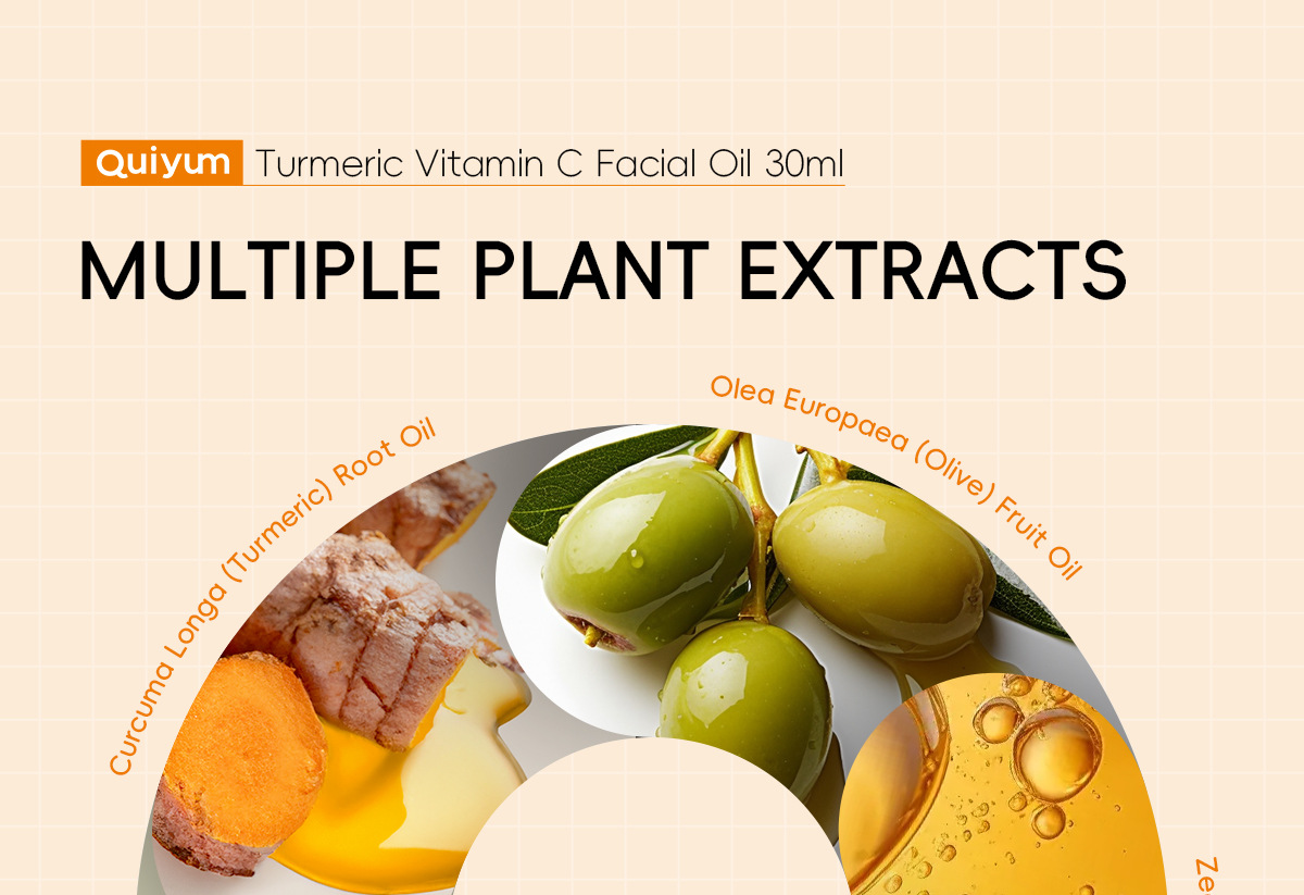 quiyum's new cross-border product, turmeric Vitamin c Facial Essence Oil 30ml, is a hydrating, moisturizing and nourishing FDA skin care product undefined