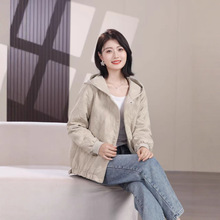 2024秋冬新款时尚百搭宽松休闲连帽菱格棉服外套女短款夹克上衣潮