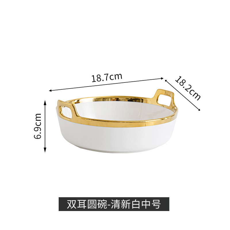 Nordic inswind cerámica de doble oreja tazón red doméstica lujo ligero Phnom Penh fruta tazón de ensalada tazón de cereales de yogur tazón de sopa