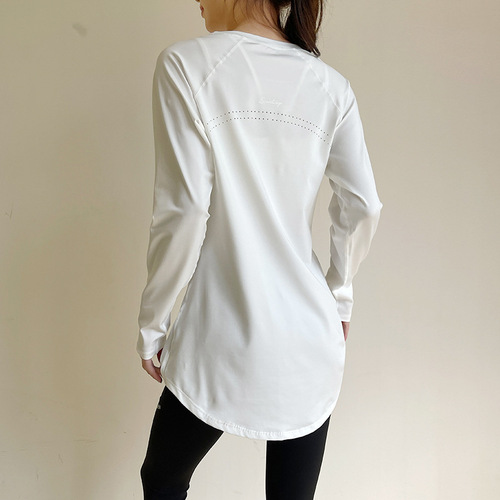 Women's Long Sleeve Oblique Waist Covering Slimming Breathable High-Quality Fitness T-Shirt Outdoor Top for Spring and Summer Sports