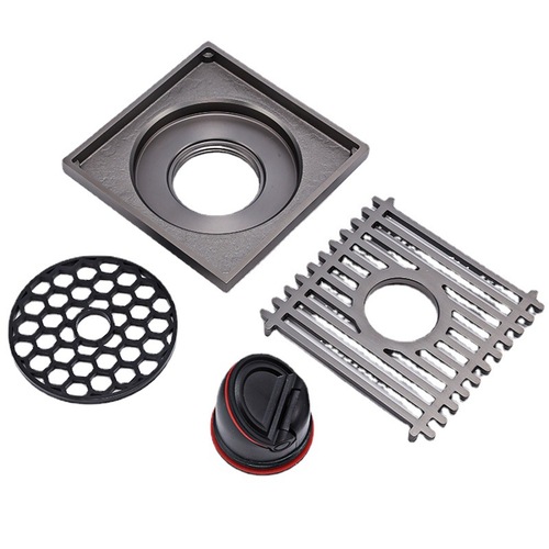 Square gun gray invisible all copper floor drain kitchen balcony shower washing machine hidden anti-backwater change pipe floor drain 