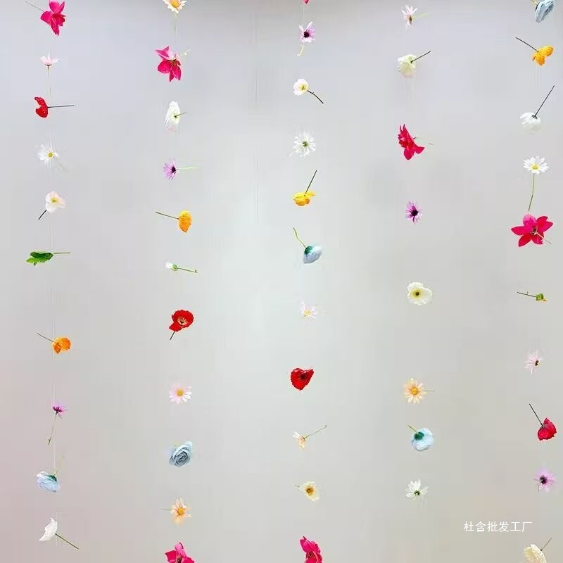 多巴胺花结婚花帘子鱼线悬浮花门帘吊饰婚房布置装饰|undefined