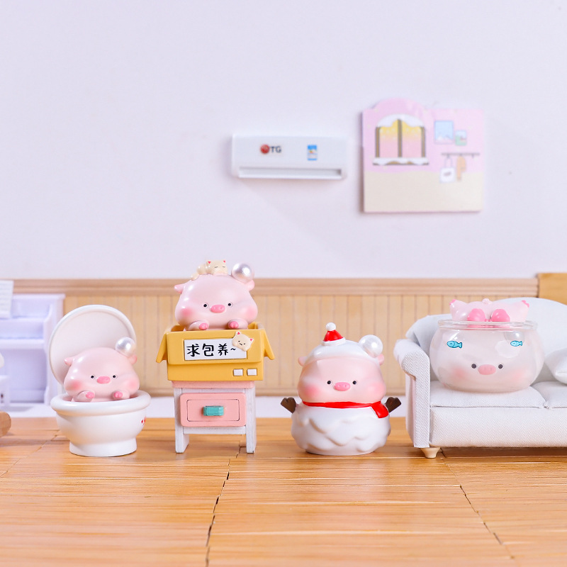 창의적이고 트렌디한 놀이 작은 돼지 숨바꼭질 블라인드 박스 귀여운 인형 장식품 데스크탑 자동차 장식 공장 직접 판매