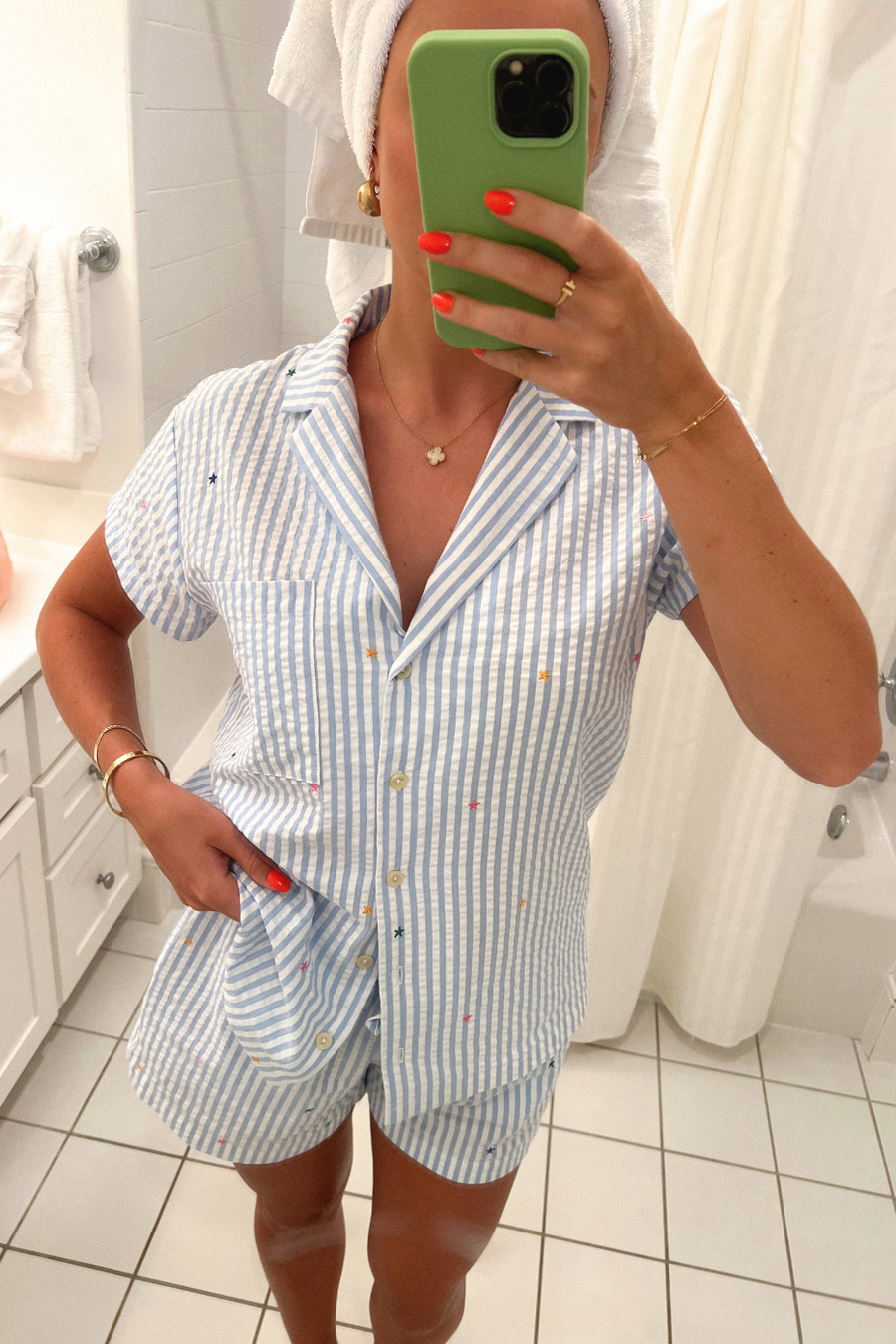231g Weight Short Sleeve Sleeve Length Polyester Fabric Type Shorts Sets Sets Type 2 Pieces Set Quantity Daily Occasion Shirt Collar Neckline Regular Fit Fit Type Stripe Pattern Summer Season Women's Gender Printing, Pocket Design Casual, Sport Style Style Women's Casual Sport Style Stripe Polyester Shirt Collar Printing Pocket Tracksuit 5