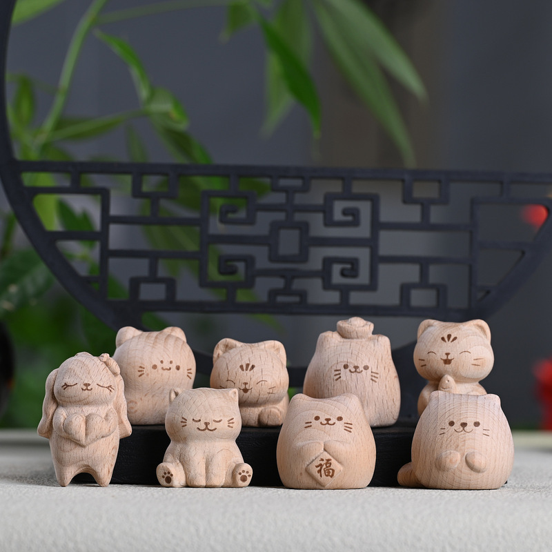 Lucky Cat Meditation Cat Desktop Car Ornament Toy Accessories Handmade DIY Housewarming Opening Gift