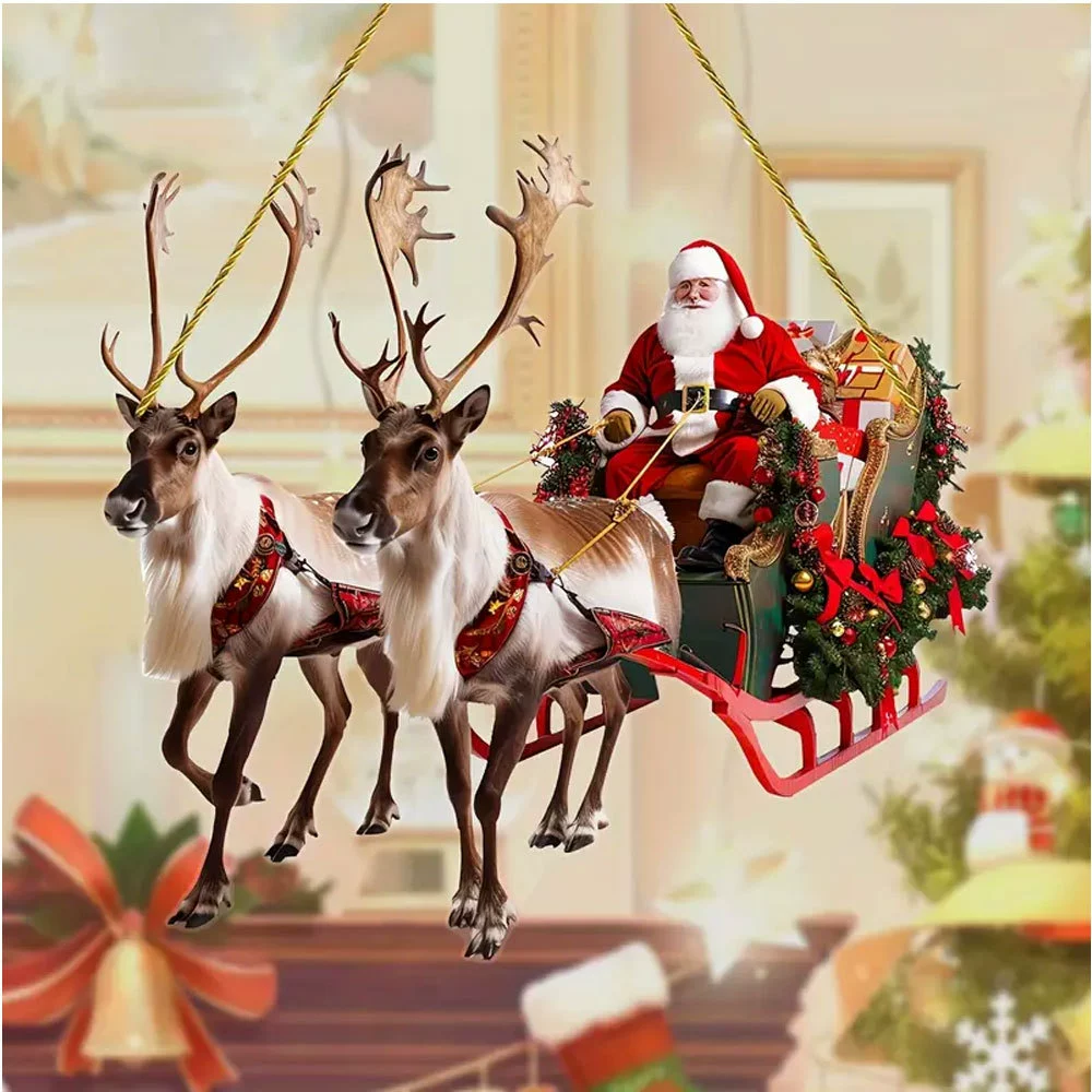 Трансграничные новые рождественские поделки акриловых санты олени подвески окна украшения