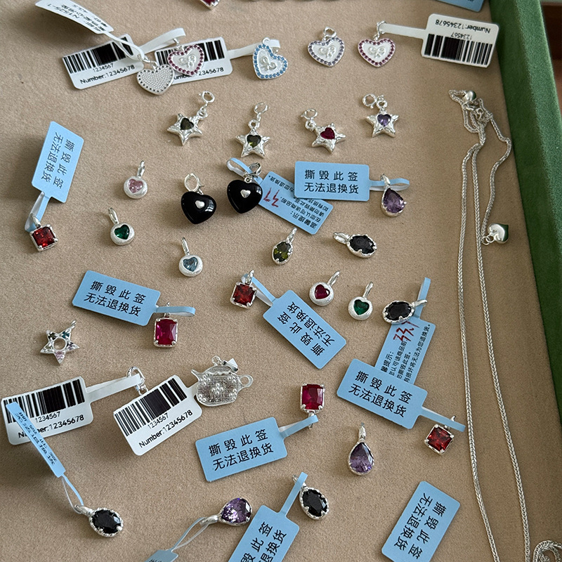 s925 silver hot-selling pendant collection, colorful zircon accessories for DIY handmade necklaces s925 silver hot-selling pendant collection, colorful zircon accessories for DIY handmade necklaces